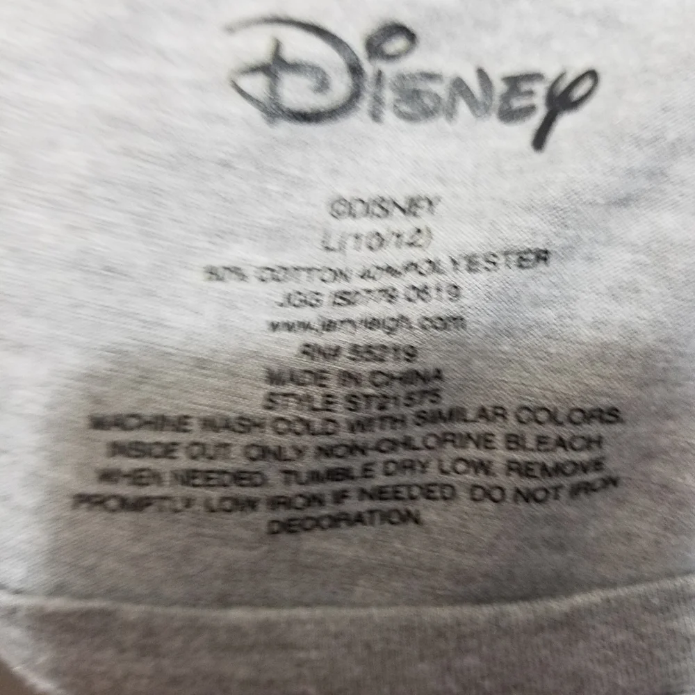 Disney Minnie Mouse Gray Long Sleeve Shirt with Bow Large L Girls 10/12